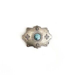 vintage | handcrafted southwestern engraved navajo faux turquoise pendant inlay